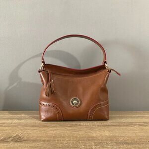 Dooney & Bourke Brown Pebbled Leather Zipper Closure Hobo Shoulder Bag
